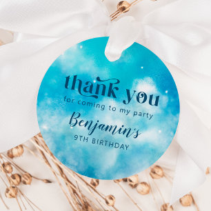 Étiquettes Cadeau Blue Dreamy Sky fête d'anniversaire