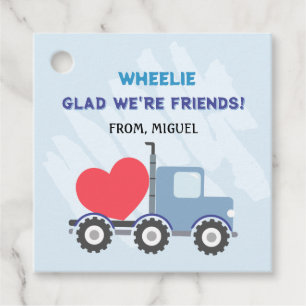 Étiquettes Cadeau Blue Dump Truck Hearts Valentines Tags cadeaux