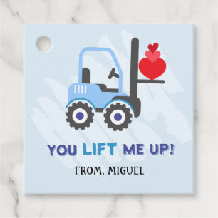 Étiquettes Cadeau Blue Dump Truck Hearts Valentines Tags cadeaux