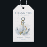 Étiquettes-cadeau Blue Floral Anchor Nautical Wedding Thank You<br><div class="desc">Add a thoughtful finishing touch with customizable wedding gift tags featuring a soft watercolor floral anchor design. Gentle white and blue florals create a relaxed coastal feel, perfect for beach or nautical weddings. Personalize with names, initials, or a short message for favors, gifts, or place settings. These elegant tags help...</div>