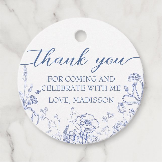 Étiquettes Cadeau Blue French Vintage Victorian  (Devant)