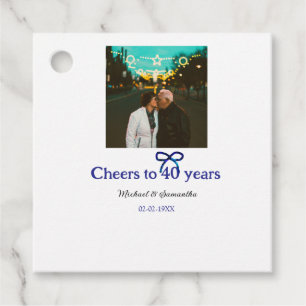Étiquettes Cadeau Blue g bow salue à 40 ans mariage