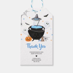 Étiquettes-cadeau Blue Ghost Halloween Baby est en train de brasser