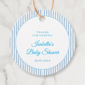 Étiquettes Cadeau Blue Gingham Classic Elegant Baby Shower Favor