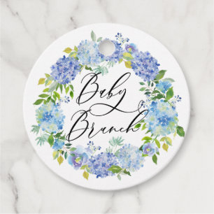 Étiquettes Cadeau Blue Hydrangea Fleurs Wreath Baby Brunch
