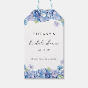 Étiquettes-cadeau Blue Hydrangea Floral Bridal Shower Thank You