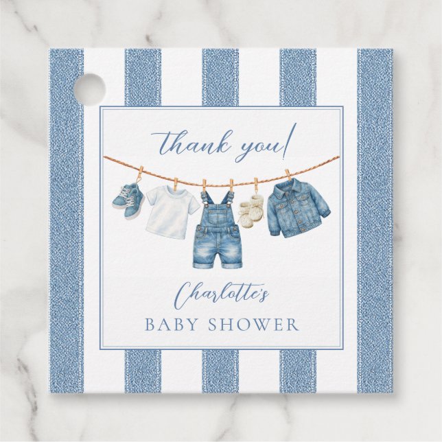 Étiquettes Cadeau Blue Jean Baby Baby Shower  (Devant)
