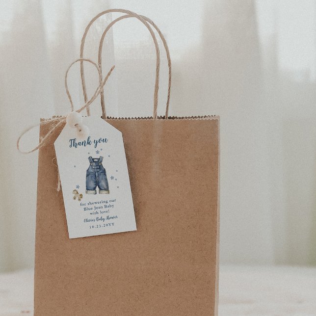 Étiquettes-cadeau Blue Jean Baby Shower Thank You (Créateur téléchargé)