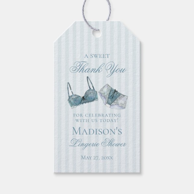 Étiquettes-cadeau Blue Lingerie Shower Bachelorette Bridal Favor (Devant)