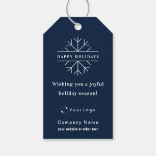 Étiquettes-cadeau Blue Modern Christmas Business Logo QR code Chic
