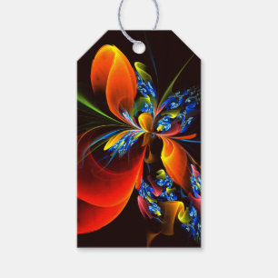 Étiquettes-cadeau Blue Orange Floral Moderne Art Abstrait Motif #03