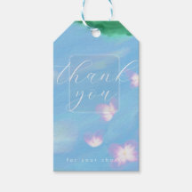 Blue Pastel Thank You – Floral oill color Gift Tag