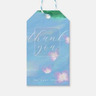 Étiquettes-cadeau Blue Pastel Thank You – Floral oill color Gift Tag
