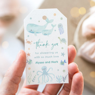 Étiquettes-cadeau Blue Pastel Under the Sea Baby shower