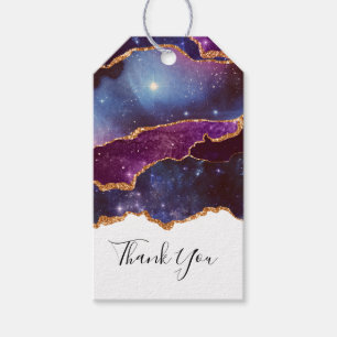 Étiquettes-cadeau Blue & Purple Space & Stars Moderne Agate Merci
