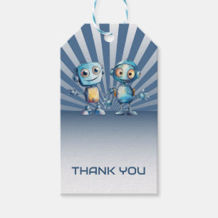 Étiquettes-cadeau Blue Robot thème Anniversaire Merci