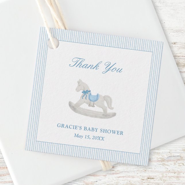 Étiquettes Cadeau Blue Rocse Boy Baby shower Merci Favor (Créateur téléchargé)