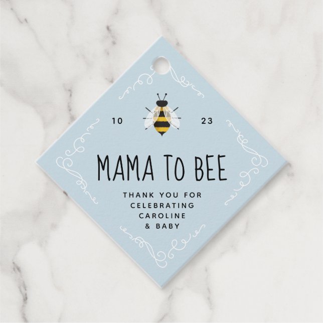 Étiquettes Cadeau Blue Rustic Mama to Bee Baby shower (Devant)