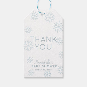 Étiquettes-cadeau Blue Snowflakes Baby Son froid dehors Merci