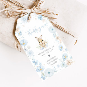 Étiquettes-cadeau Blue Somebunny Baby shower lapin Favoriser les éti