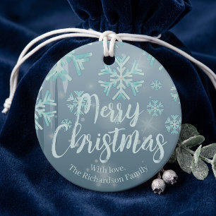 Étiquettes Cadeau Blue Turquoise Winter Wonderland Joyeux Noël