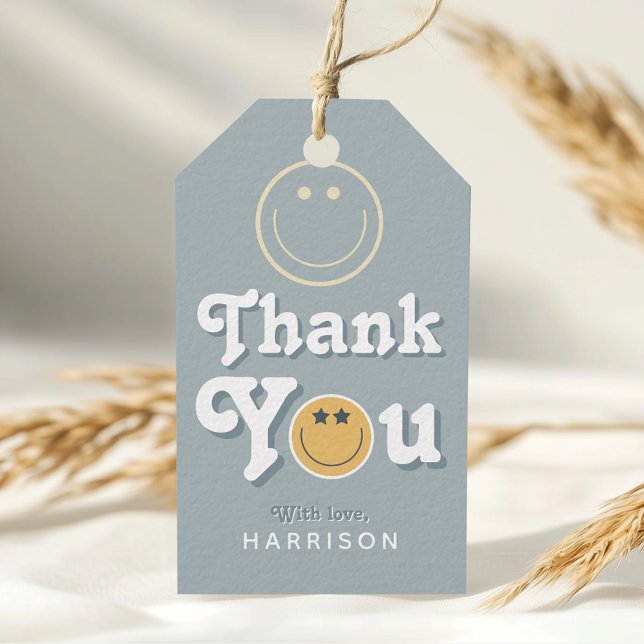 Étiquettes-cadeau Blue Two Cool Dude Boys Smile 2nd Birthday Favor (Créateur téléchargé)