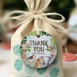 Étiquettes Cadeau Blue Wild One, thème Jungle Garçon 1er anniversair