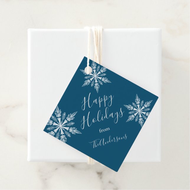 Étiquettes Cadeau Blue Winter Wonderland Noël (En situation)