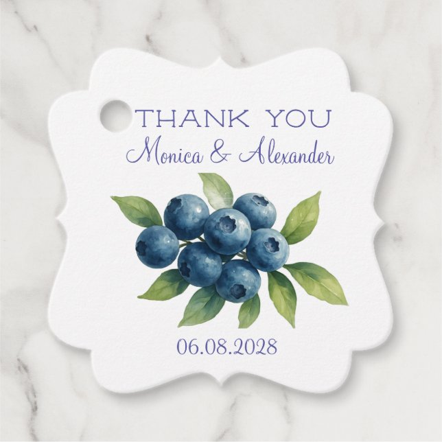 Étiquettes Cadeau Blueberries Blueberry Fruits Mariage Merci (Devant)