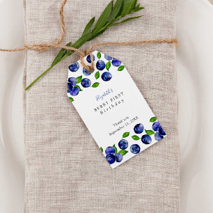 Étiquettes-cadeau Blueberry Berry Premier Anniversaire Aquarelle mig