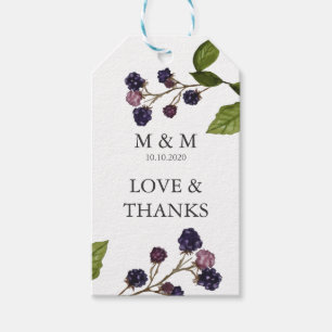 Étiquettes-cadeau Blueberry   Mariage Monogram Merci Favoriser
