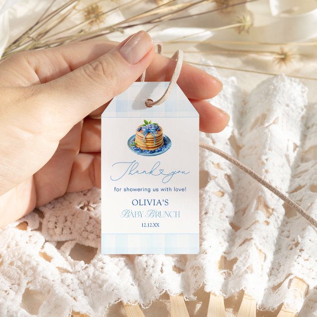Étiquettes-cadeau Blueberry Pancake Baby Brunch Douche Merci (Créateur téléchargé)
