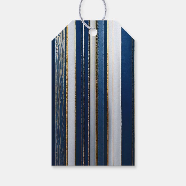 Étiquettes-cadeau Blues de Noël Grandes Bleu Blanc Or (Devant)