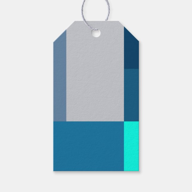 Étiquettes-cadeau Bluesy Blues and Gray Color Block Print (Devant)