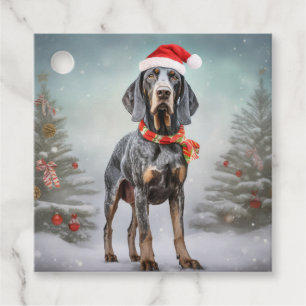 Étiquettes Cadeau Bluetick Coonhound Dog en Noël de neige