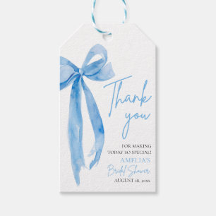 Étiquettes-cadeau Blush Blue Bow Elle Noue le Nœud Lancer de Mariée