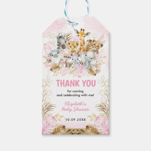 Étiquettes-cadeau Blush Boho Safari Animaux Baby shower Merci