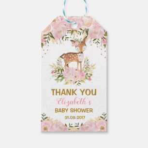 Étiquettes-cadeau Blush Floral Deer Baby shower Forest Doe Anniversa