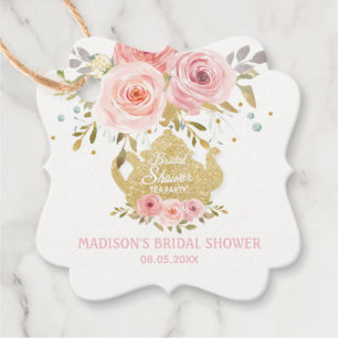 Étiquettes Cadeau Blush Floral Tea Party Fête des mariées Merci