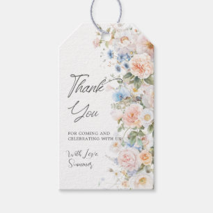 Étiquettes-cadeau Blush Pastel Chic Blanc Bleu Floral Baby Shower Ma