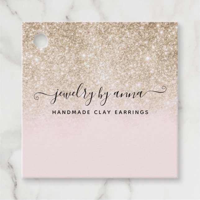 Étiquettes Cadeau Blush Pink and Gold Parties scintillant Business (Devant)