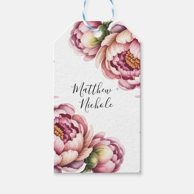 Étiquettes-cadeau Blush Pink and White Cotton Wedding Thank You (Devant)