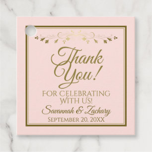 Étiquettes Cadeau Blush rose & or Simple Merci de mariage élégant