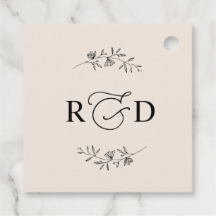 Étiquettes Cadeau Blush Terreux Élégant Monogramme Mariage Remerciem