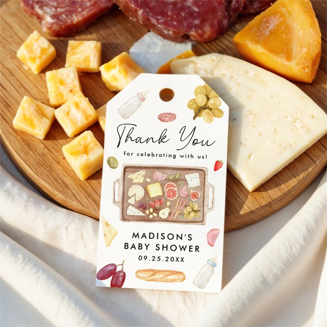 Étiquettes-cadeau Boards and Bottles Charcuterie Baby Shower (Créateur téléchargé)