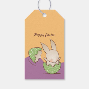 Étiquettes-cadeau Boeuf de lapin mignon, Oeuf de Pâques vert