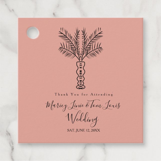 Étiquettes Cadeau Bohème Palm Arbre Main Tiré Papier Kraft (Devant)