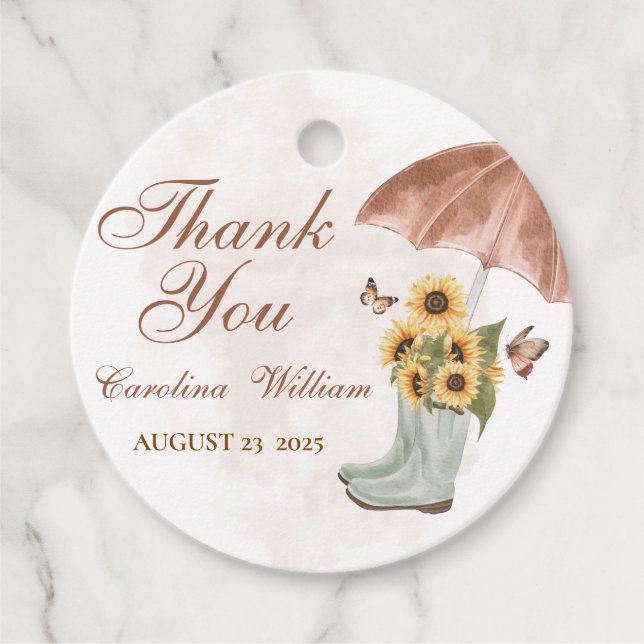 Étiquettes Cadeau Boho April Showwers Apporte May Baby shower Fleur (Devant)