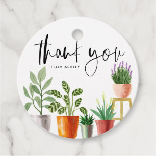 Étiquettes Cadeau Boho Aquarelle Poted Houplant Merci