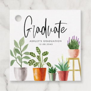 Étiquettes Cadeau Boho Aquarelle Poted Houseplants Graduation